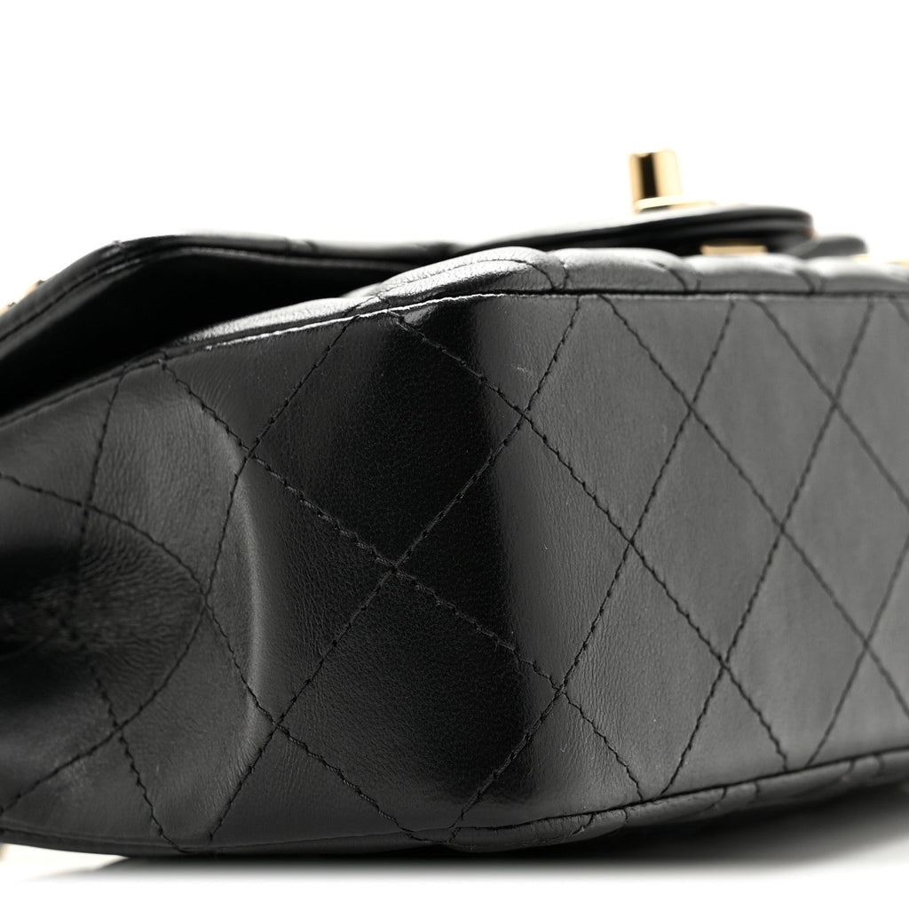Lambskin Quilted Hollywood Charms Mini Rectangular Flap Black