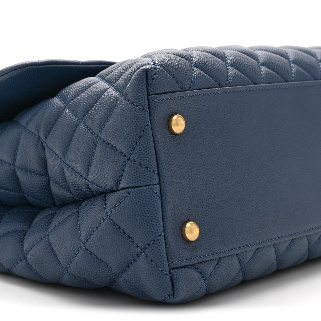 Caviar Quilted Medium Coco Handle Flap Blue