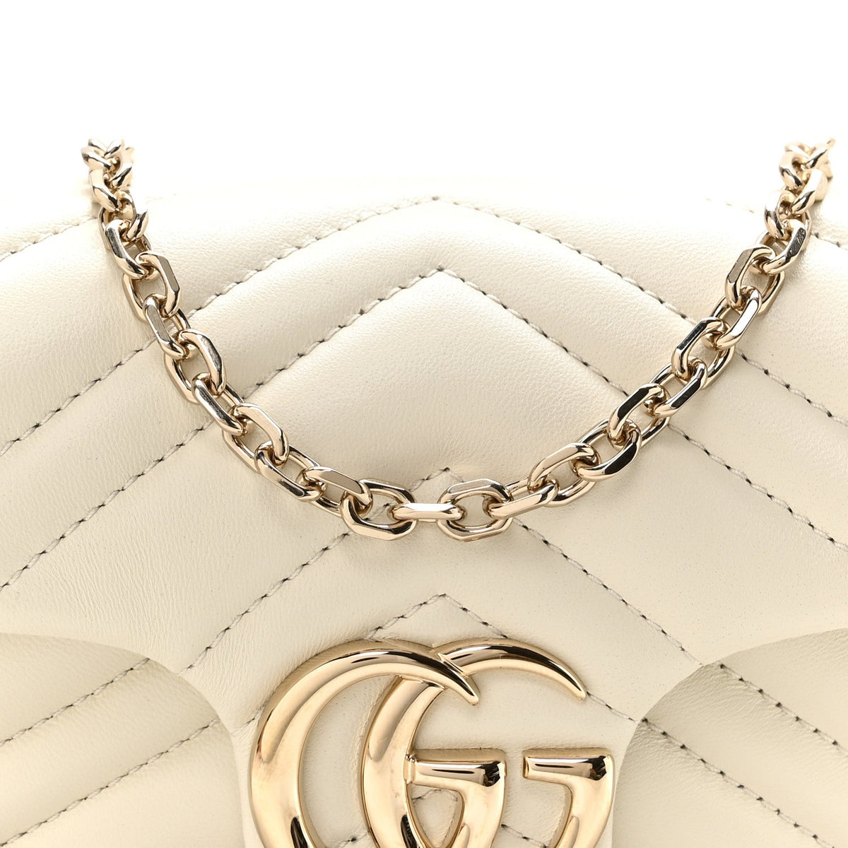 Lambskin Matelasse Mini GG Marmont Shoulder Bag White