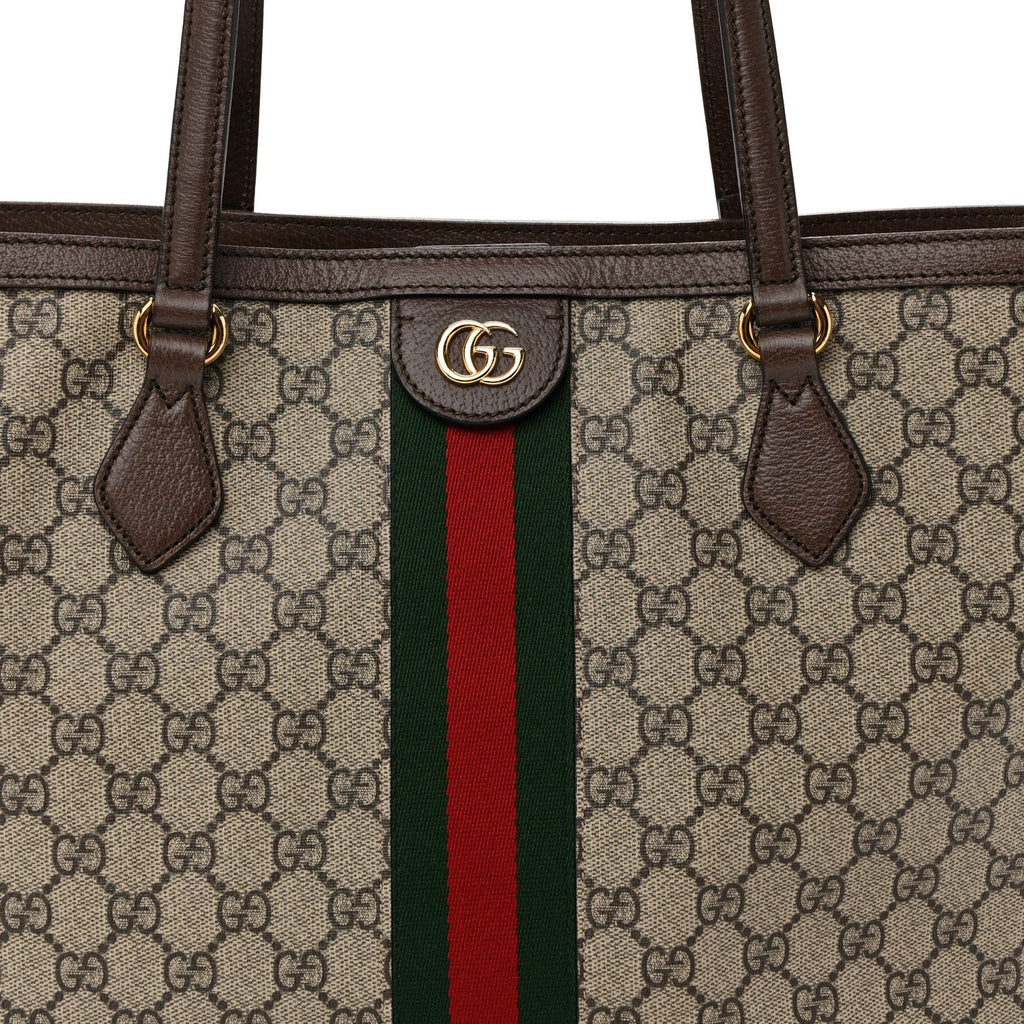GG Supreme Monogram Medium Ophidia Shopping Tote Brown