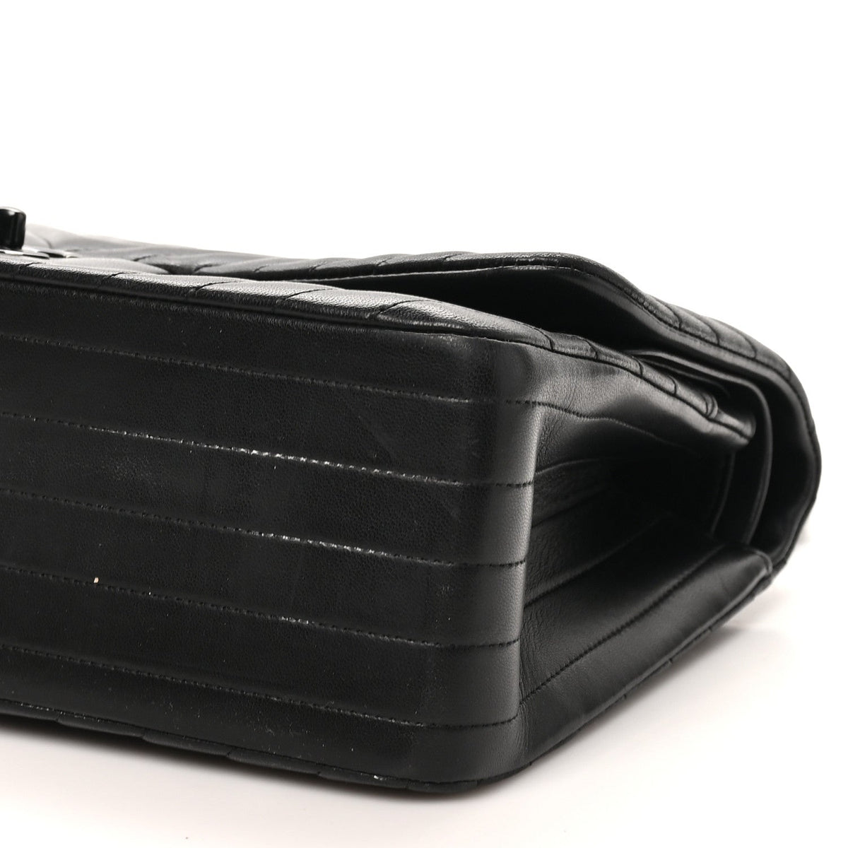 Lambskin Chevron Quilted Jumbo Double Flap So Black