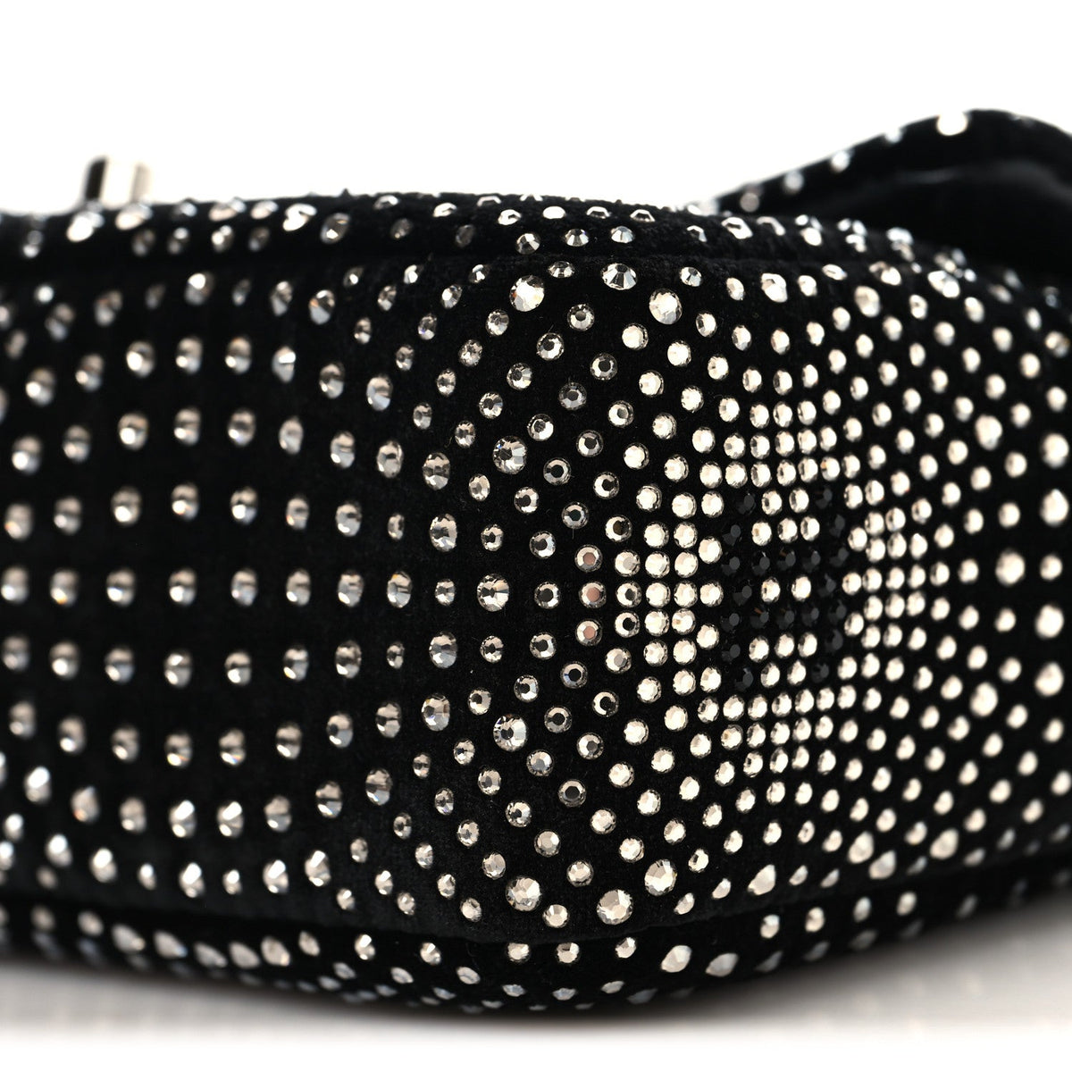 Velvet Strass Evening Flap Bag Black Silver