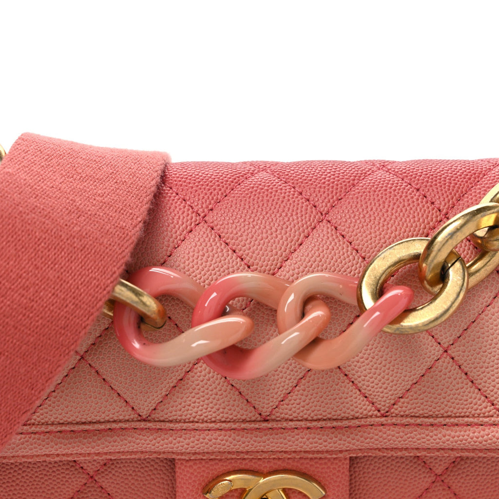 Caviar Quilted Small Sunset On The Sea Flap Coral
