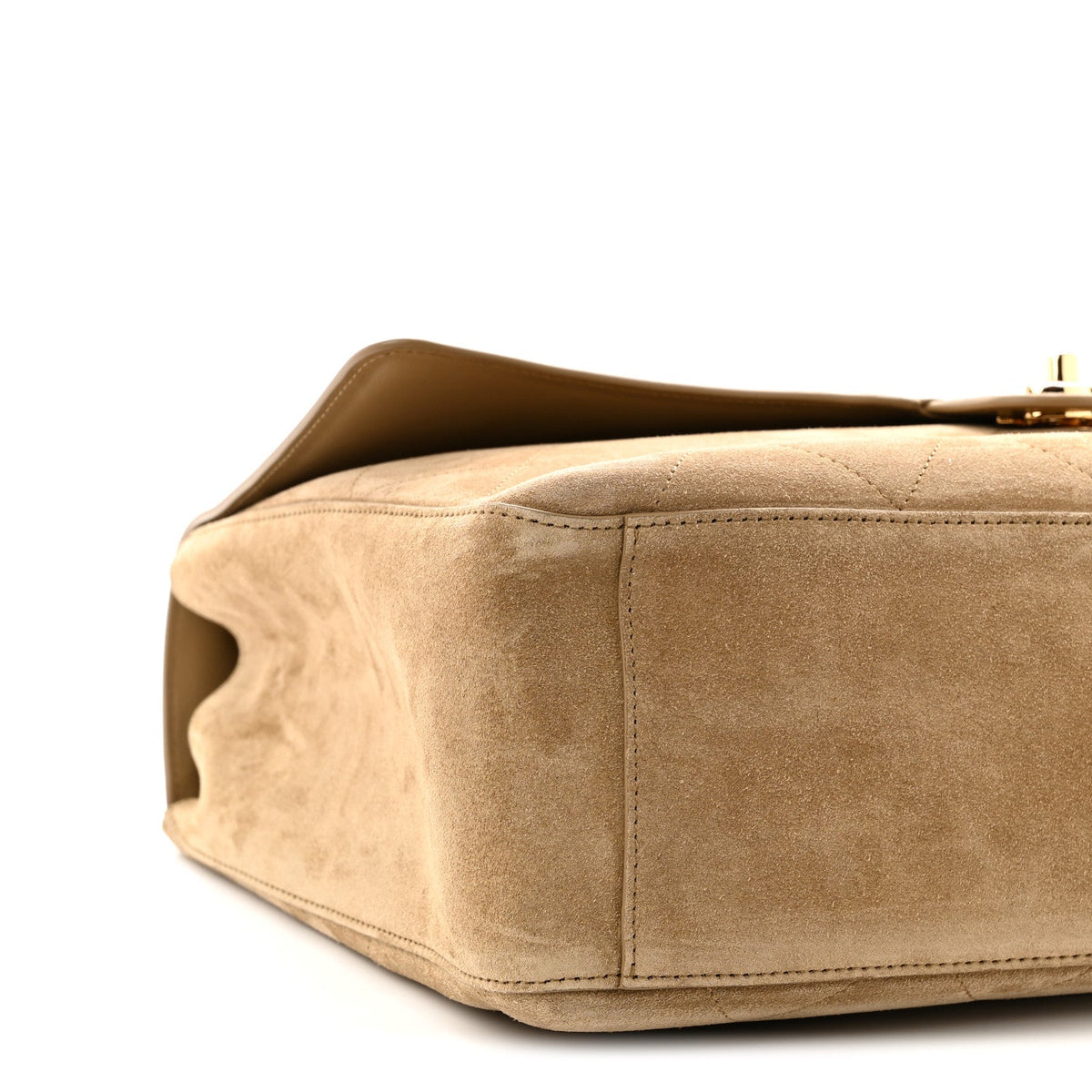 Suede Calfskin Souplissimo Maxi Flap Dark Beige