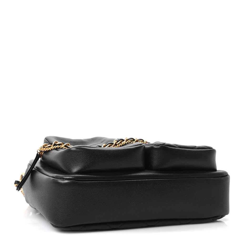 Calfskin Quilted Large Camera Case Black