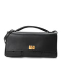 Smooth Calfskin Small Bel Air Clutch On Strap Black