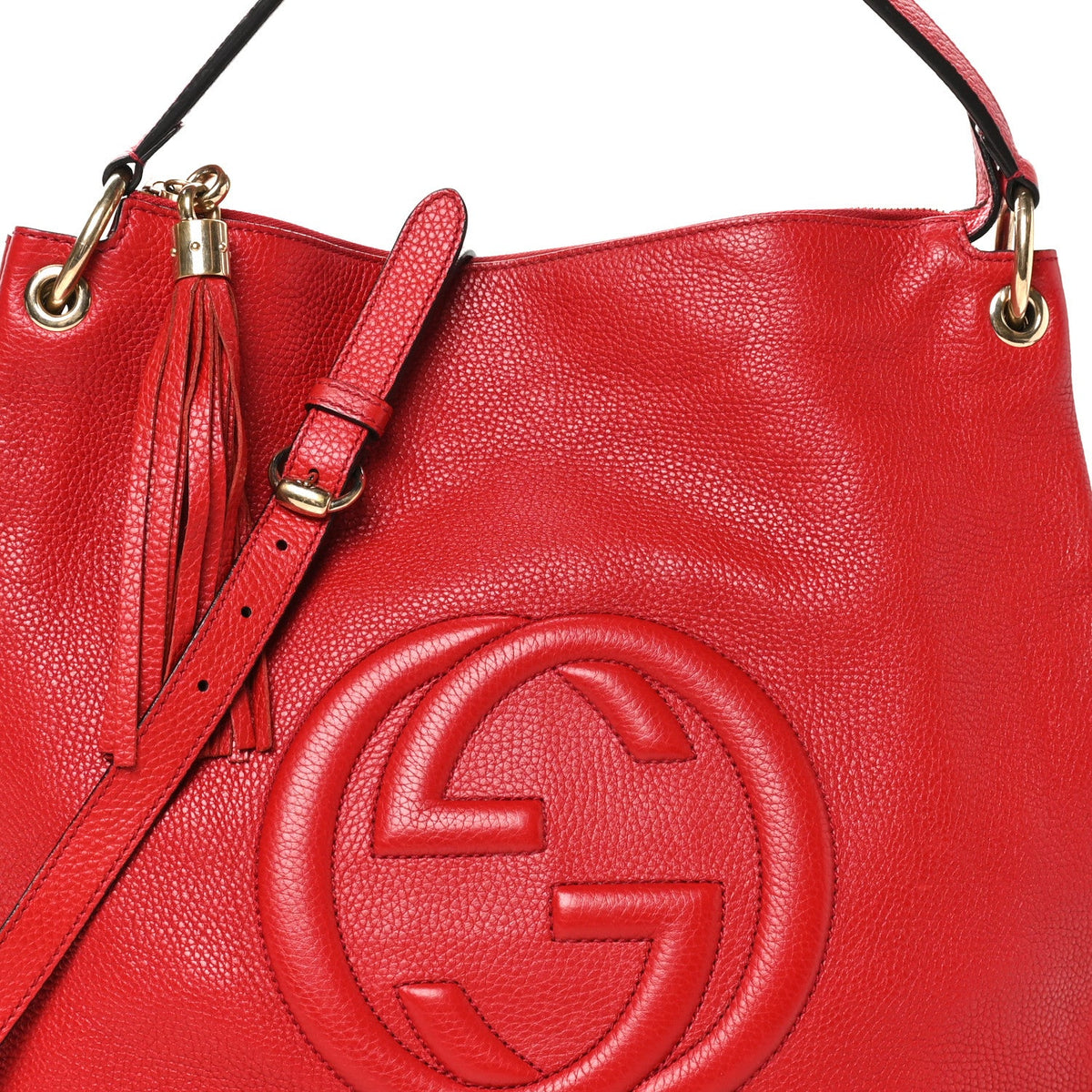 Pebbled Calfskin Large Soho Hobo Tabasco Red
