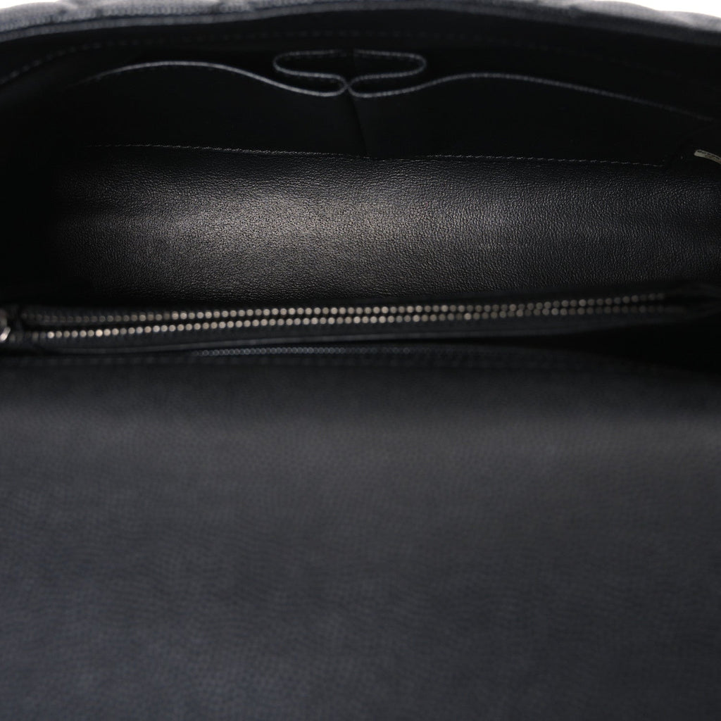 Caviar Lizard Embossed Quilted Small Coco Handle Flap Black