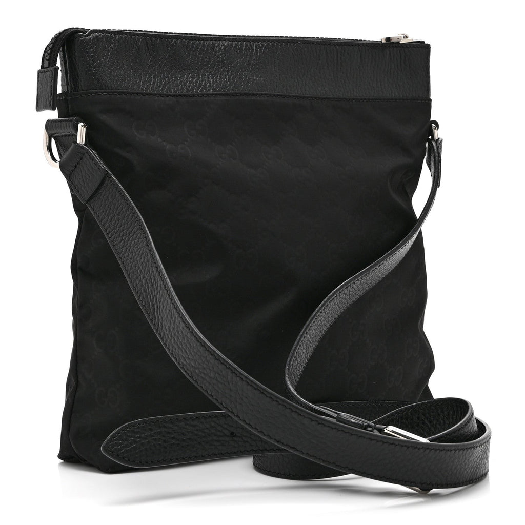 Nylon Monogram Dollar Calfskin Flat Messenger Bag Black
