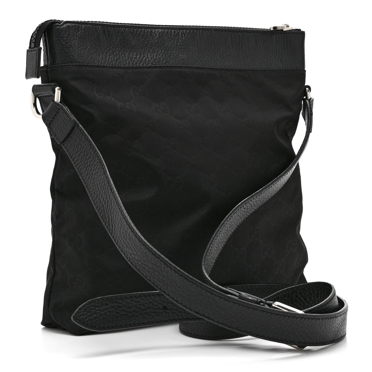 Nylon Monogram Dollar Calfskin Flat Messenger Bag Black