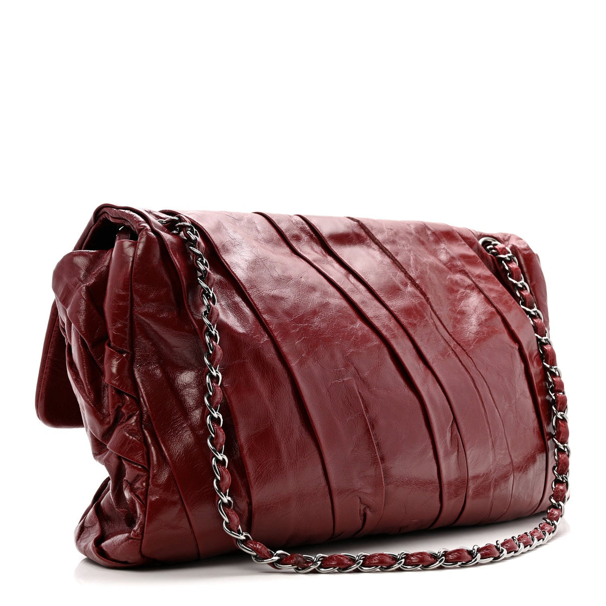 Glazed Calfskin Twisted Maxi Flap Red