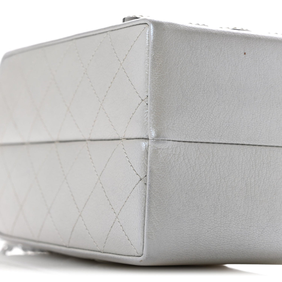 Metallic Goatskin Lait de Coco Milk Carton Bag Silver