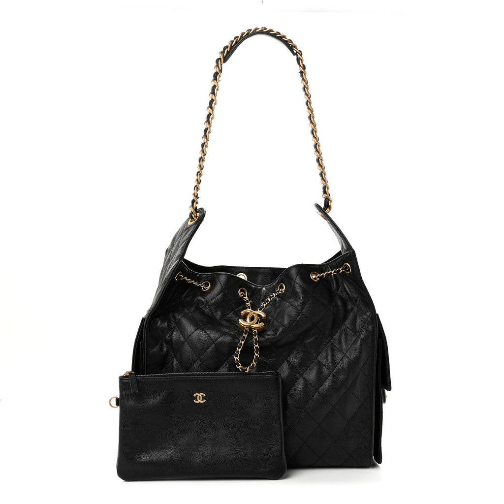 Caviar Quilted Medium Chanel 25 Handbag Black