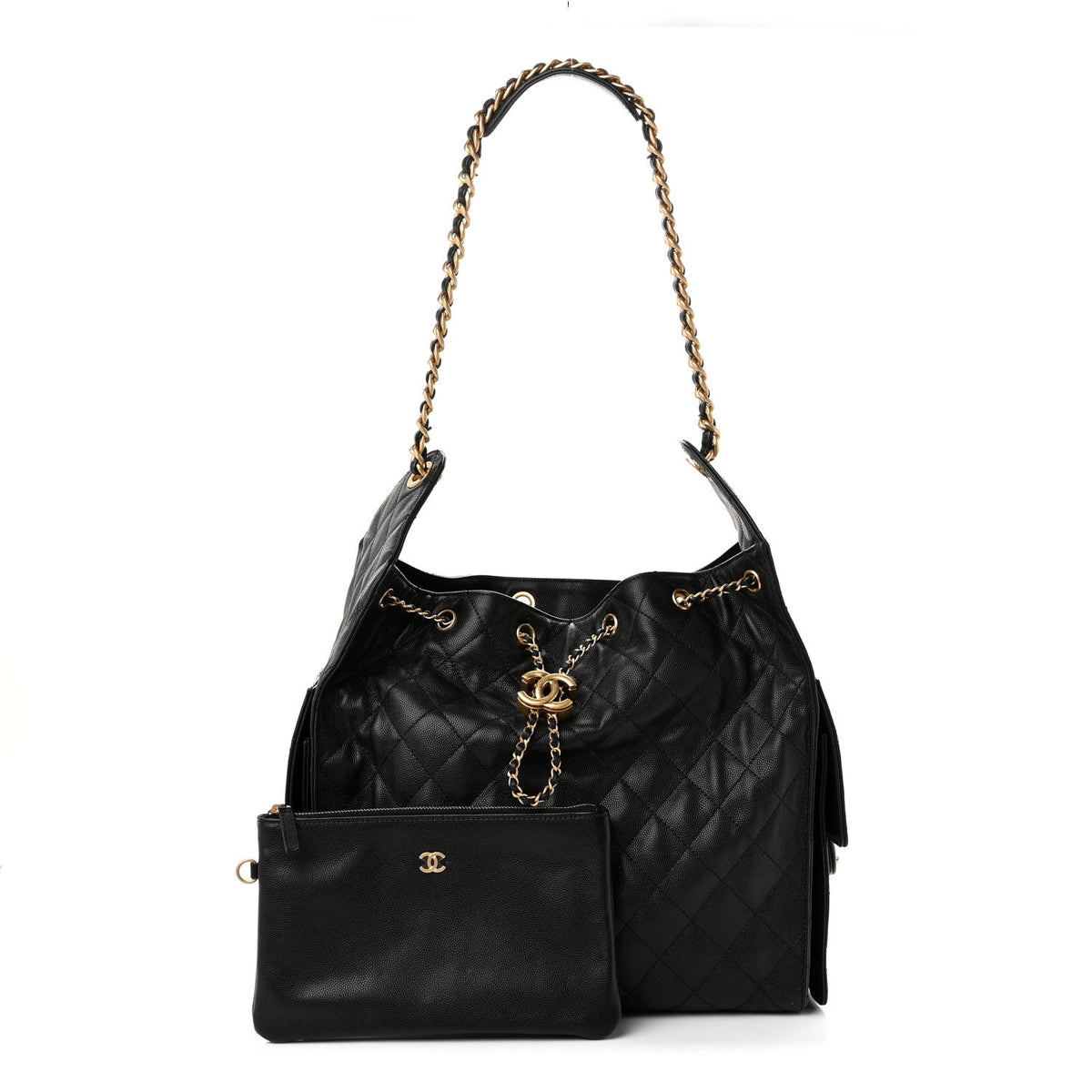 Caviar Quilted Medium Chanel 25 Handbag Black