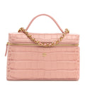 Calfskin Crocodile Embossed Crococo Exoticoco Vanity With Chain Light Pink