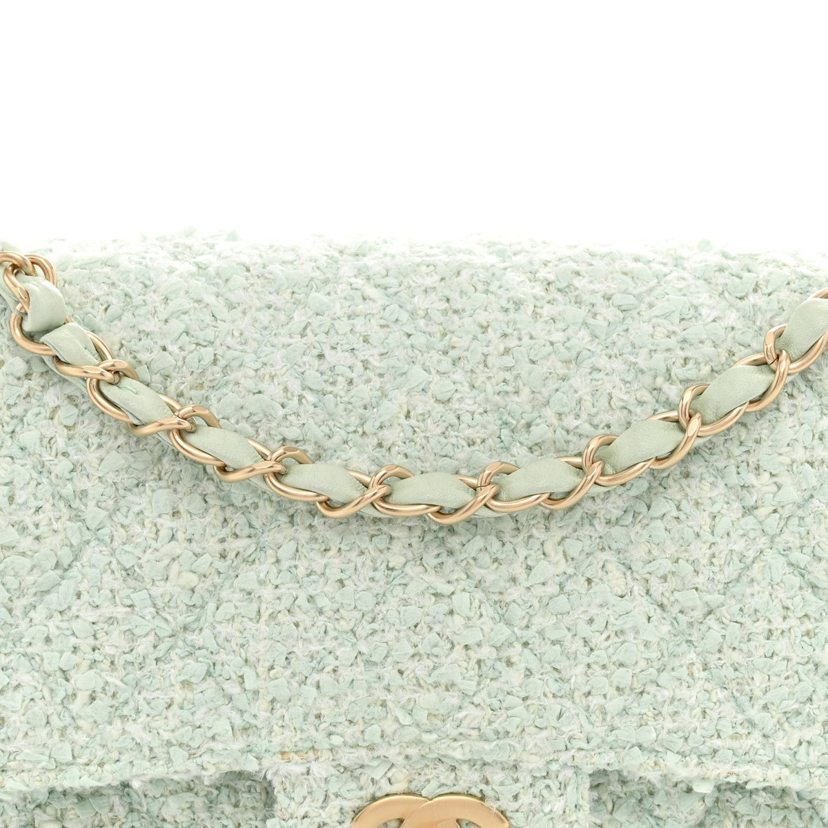 Tweed Medium Double Flap Light Turquoise