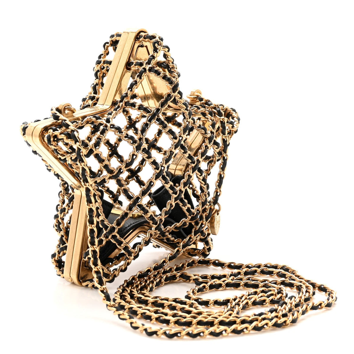 Metal CC Star Minaudiere Crossbody Gold Black