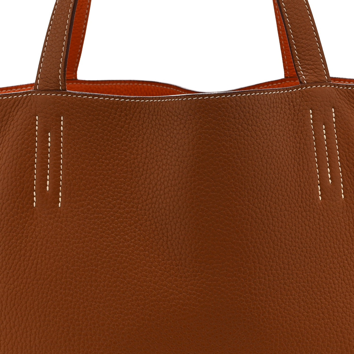 Taurillon Clemence Double Sens 45 Reversible Tote Orange Gold
