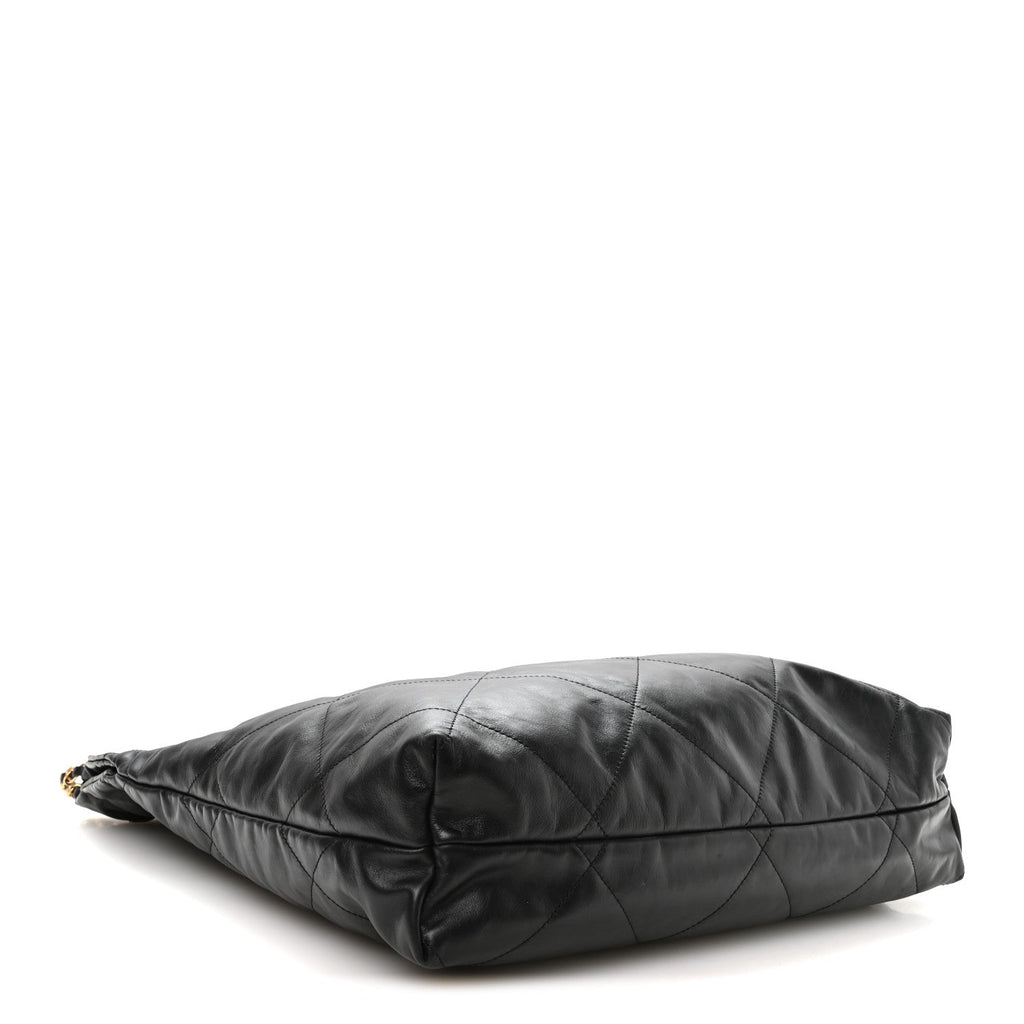 Calfskin Quilted Large Chanel 22 Black White