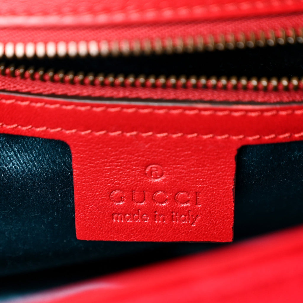 Velvet Matelasse Small GG Marmont Shoulder Bag Hibiscus Red