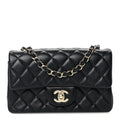 Lambskin Quilted Mini Rectangular Flap Black