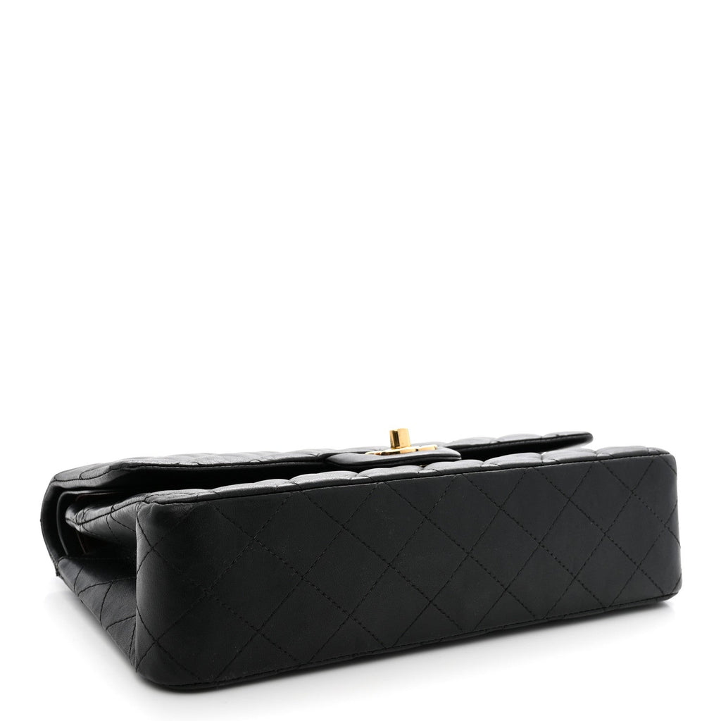 Lambskin Quilted Medium Double Flap Black