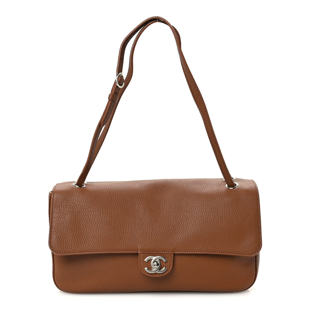Grained Calfskin Small Souplissimo Maxi Flap Camel