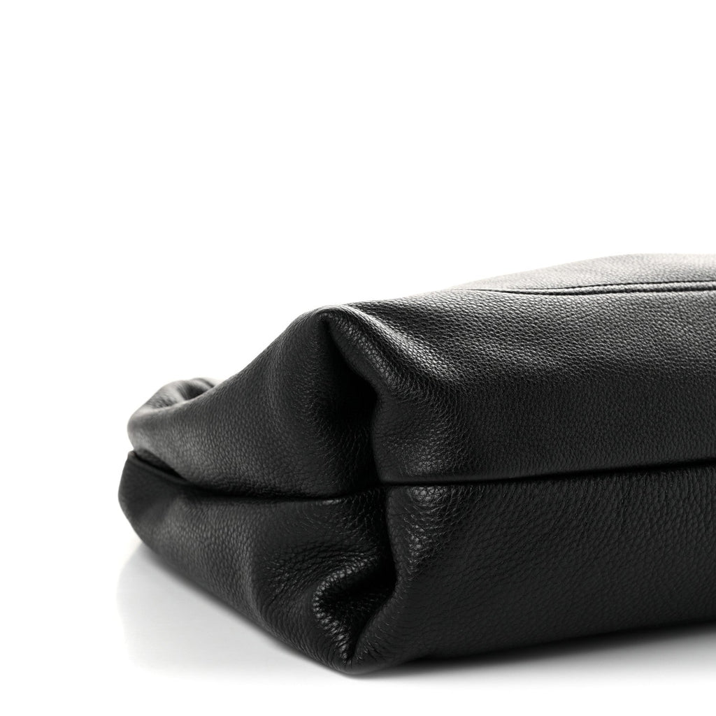 Grained Calfskin Softbit Maxi Shoulder Bag Black