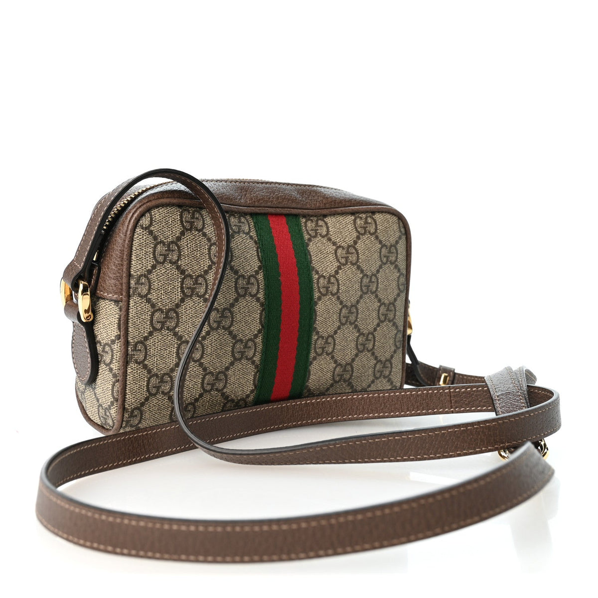 GG Supreme Monogram Web Mini Ophidia Shoulder Bag Brown