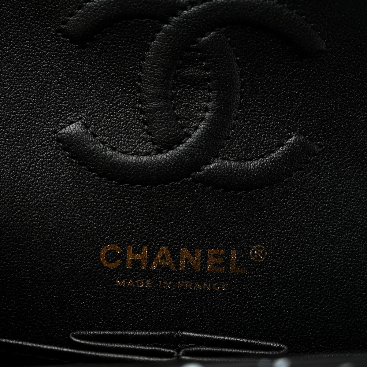 Calfskin Quilted Logo CC Printed Small Double Flap Black White