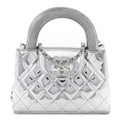 Mirror Calfskin Metallic Calfskin Quilted Nano Kelly Shopper Silvery