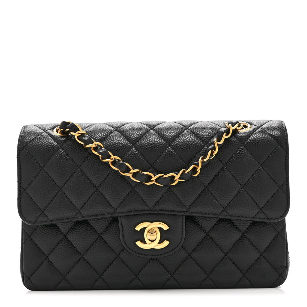 Caviar Quilted Small Double Flap Black