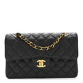 Caviar Quilted Small Double Flap Black