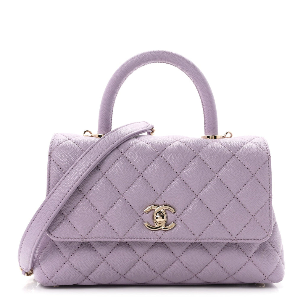 Caviar Quilted Mini Coco Handle Flap Light Purple