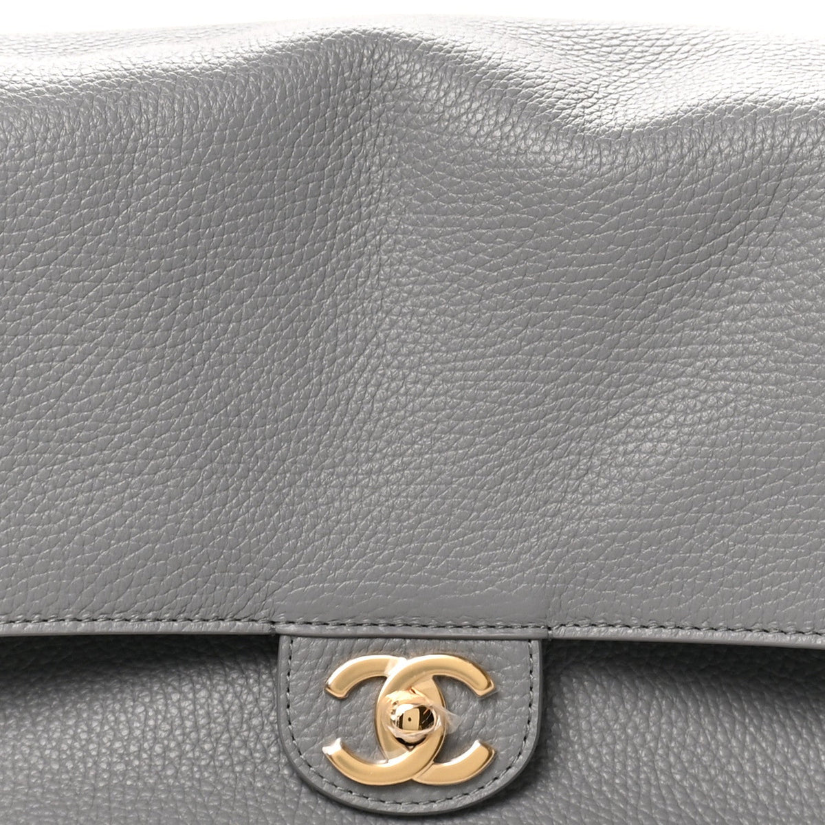 Grained Calfskin Small Souplissimo Maxi Flap Grey