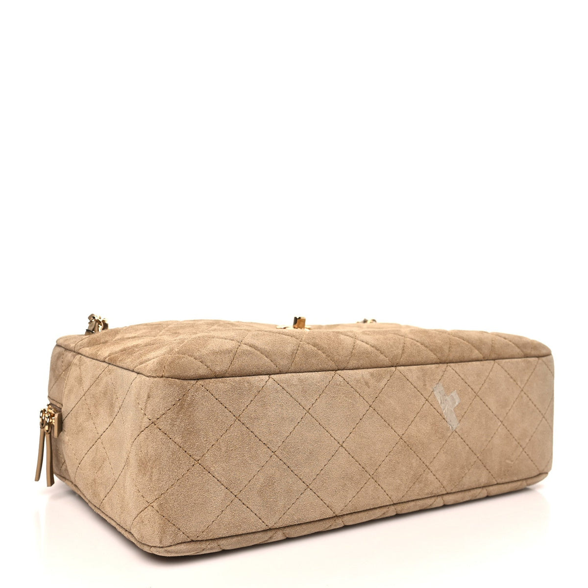 Suede Calfskin Quilted Camerissimo Camera Case Dark Beige