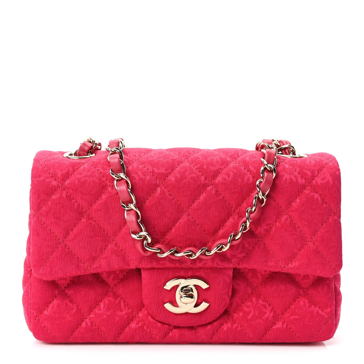 Satin Quilted CC Mini Rectangular Flap Dark Pink