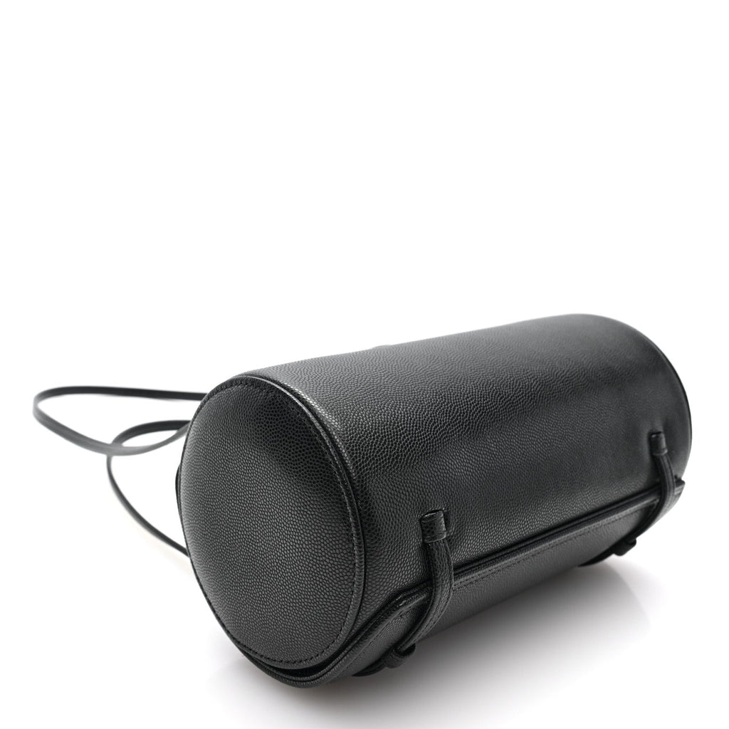 Shiny Caviar Preppy Coco Small Bowling Bag Black