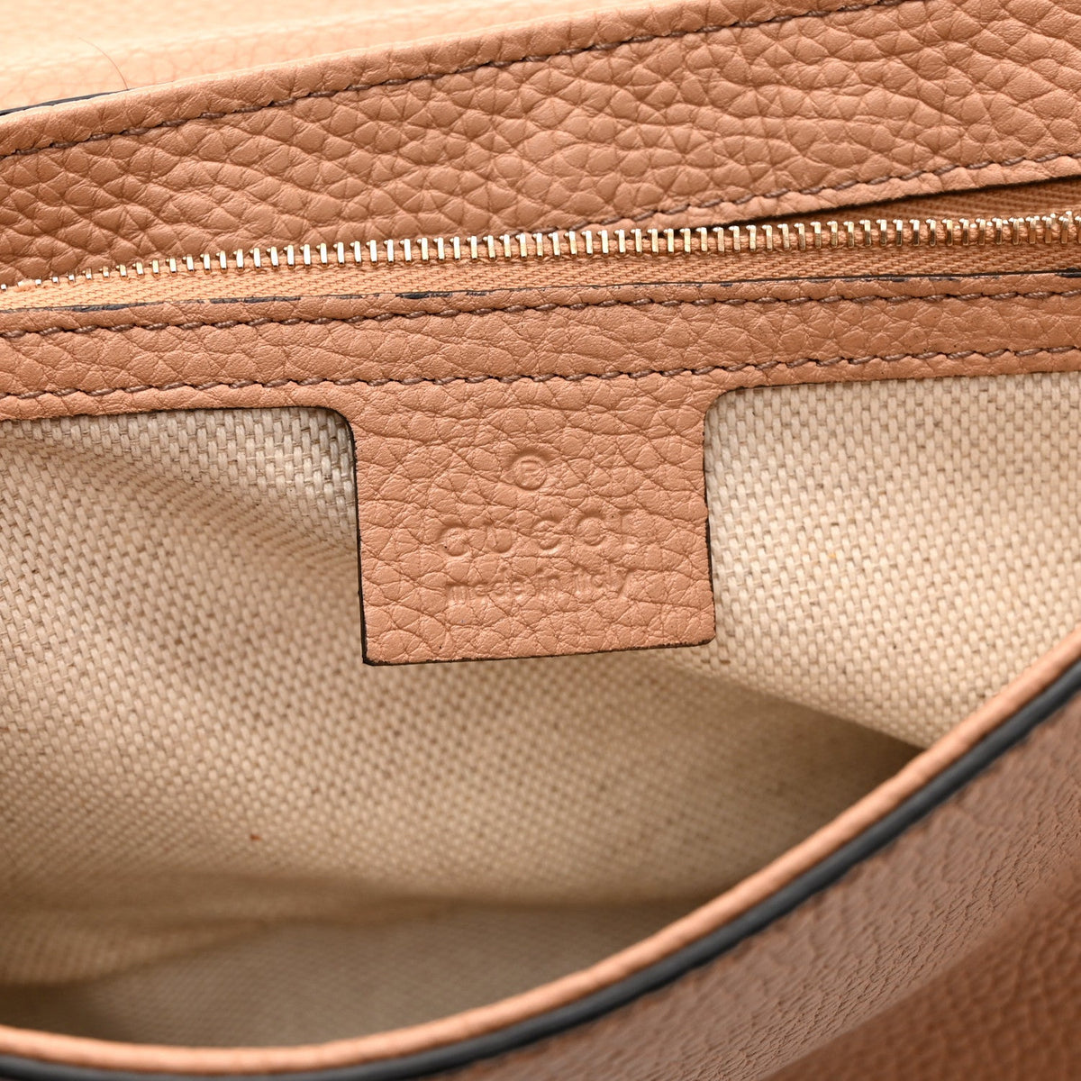 Pebbled Calfskin Medium Soho Flap Crossbody Camelia