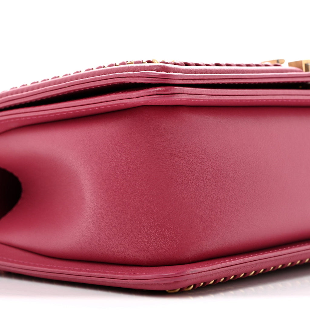 Calfskin Quilted Medium Top Handle Boy Flap Pink