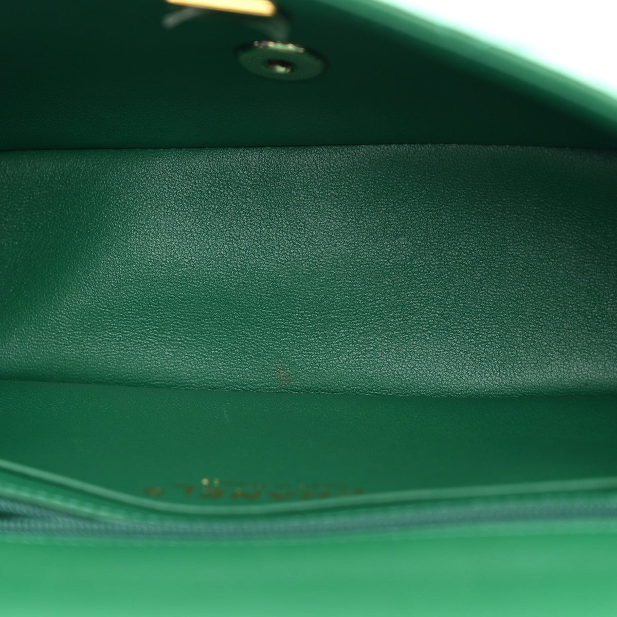 Lambskin Quilted Mini Top Handle Rectangular Flap Green