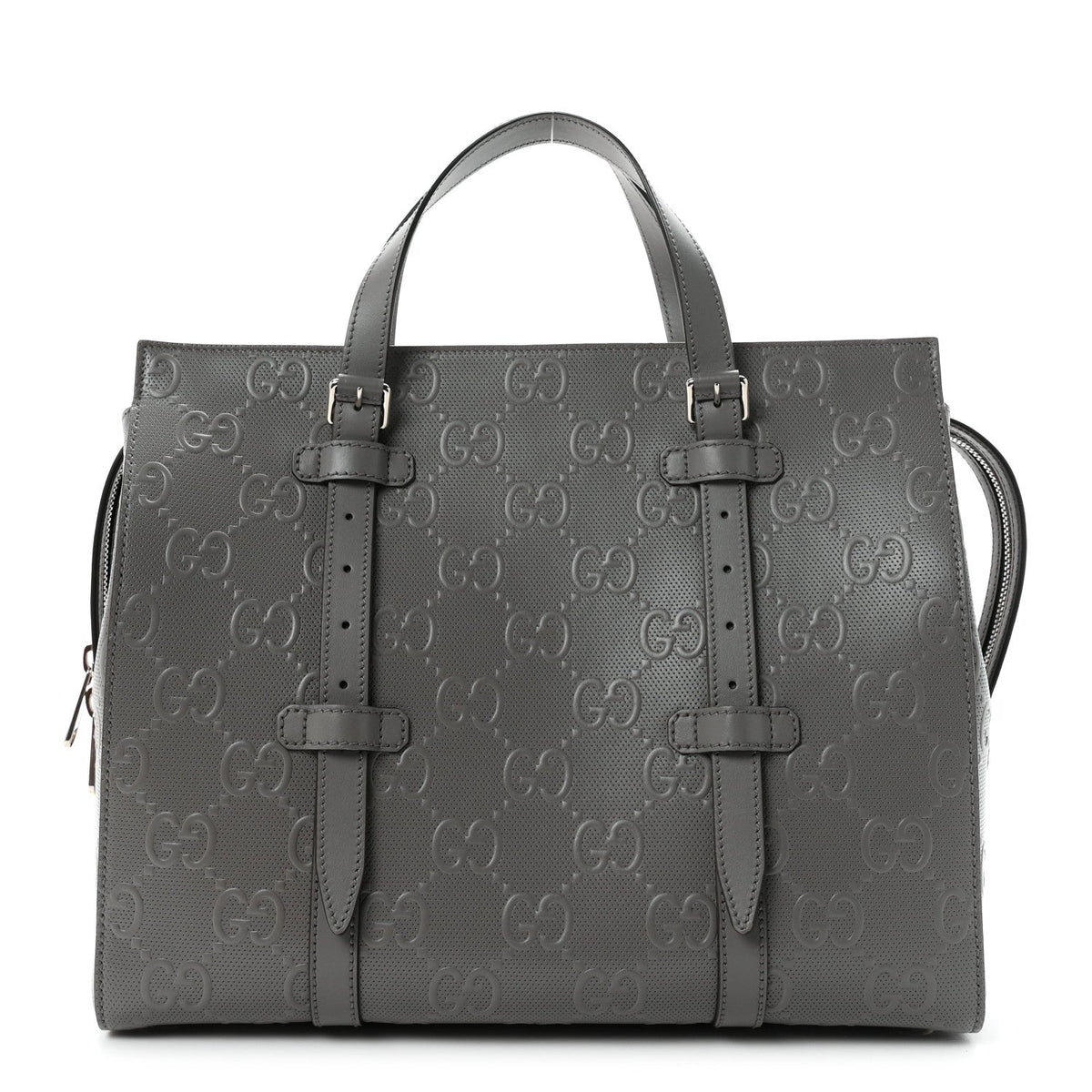 Calfskin GG Tennis Embossed Tote Bag Dusty Grey