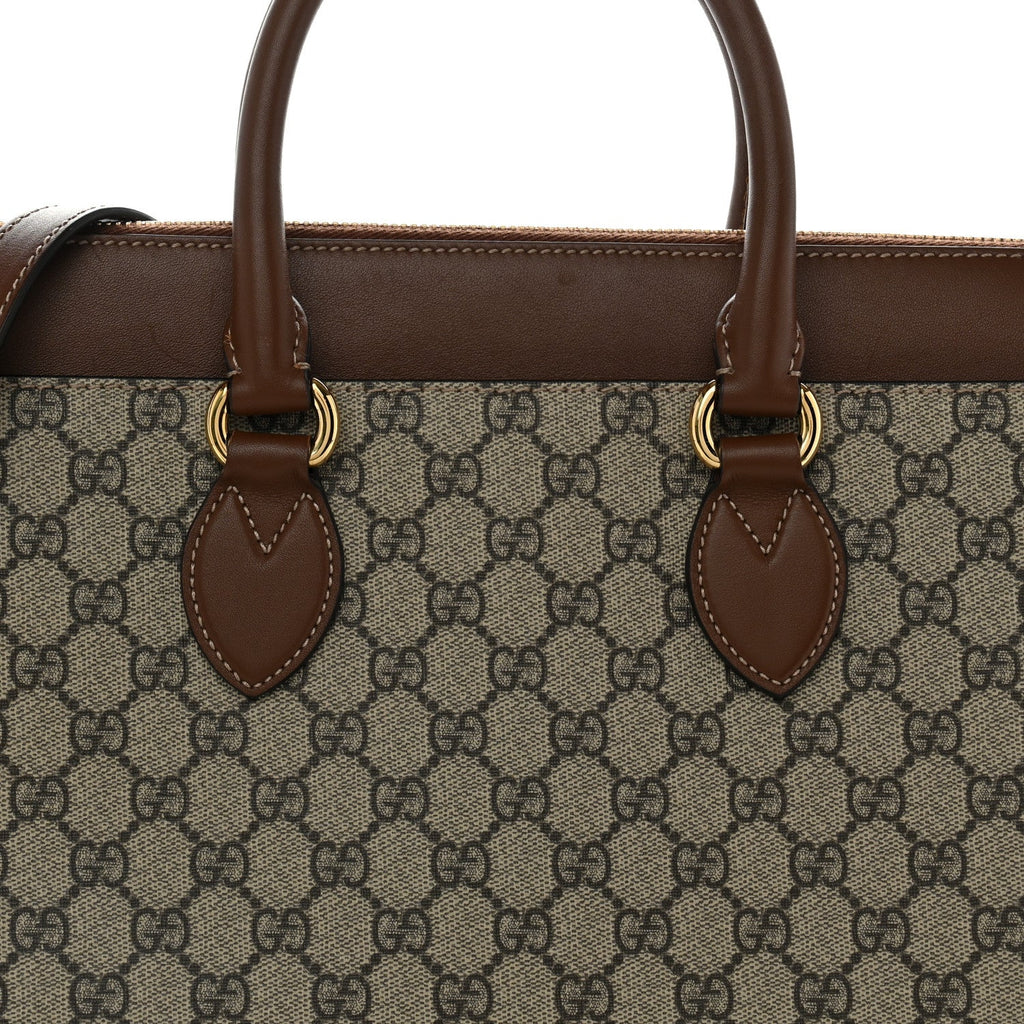 GG Supreme Monogram Large Zip Top Tote Beige Tuscany