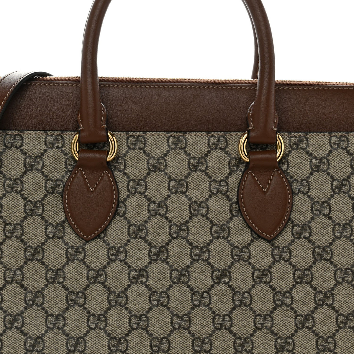 GG Supreme Monogram Large Zip Top Tote Beige Tuscany