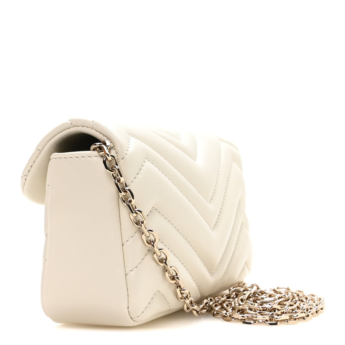 Lambskin Matelasse Mini GG Marmont Shoulder Bag White