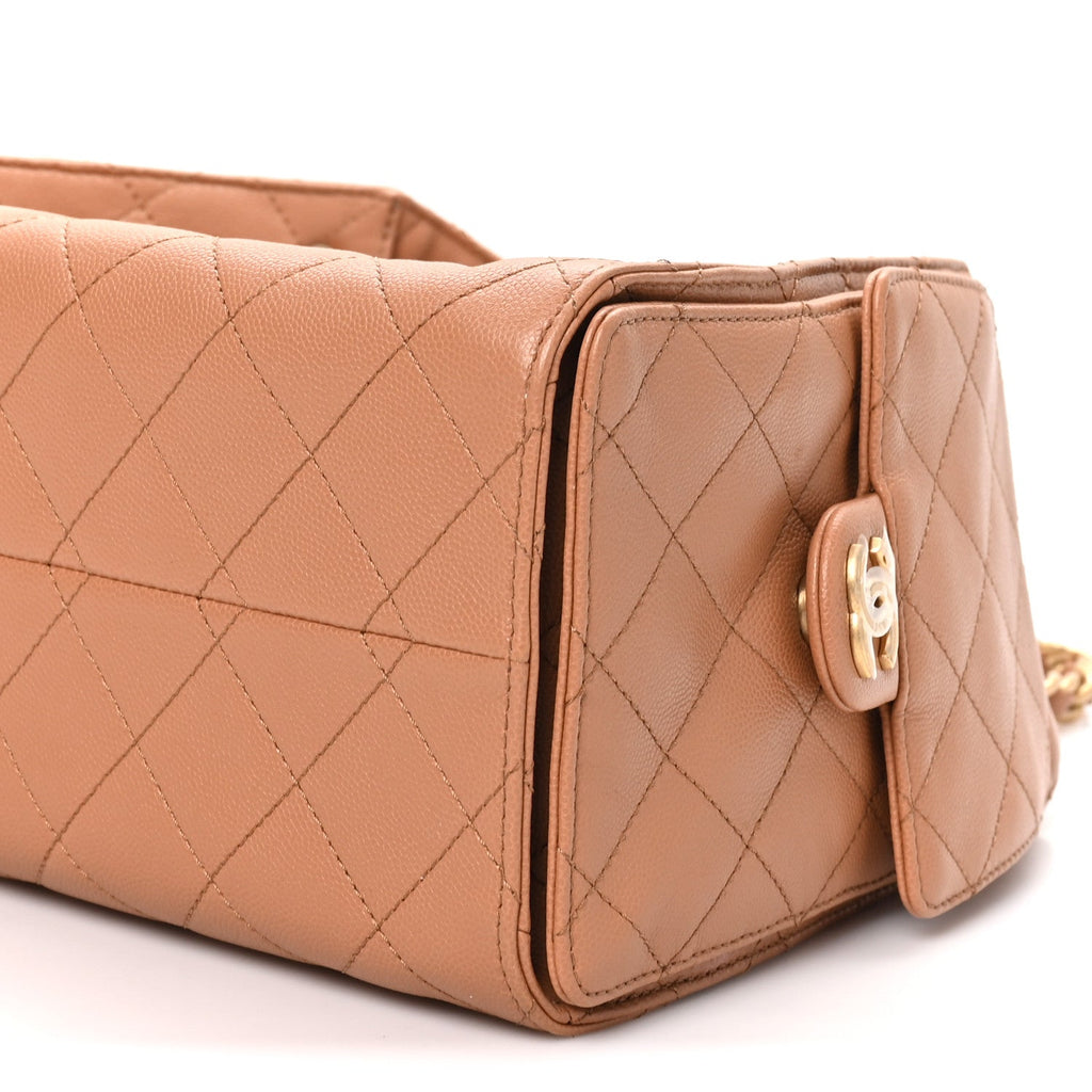 Caviar Quilted Small Chanel 25 Handbag Brown