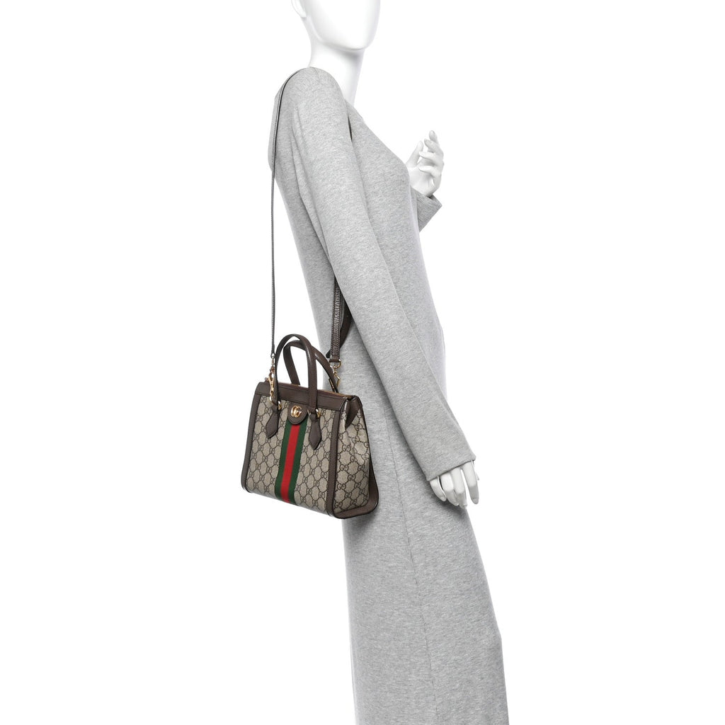GG Supreme Monogram Small Ophidia Tote Bag Brown