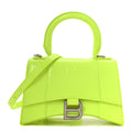 Shiny Calfskin Crocodile Embossed Hourglass Top Handle Bag XS Fluo Yellow