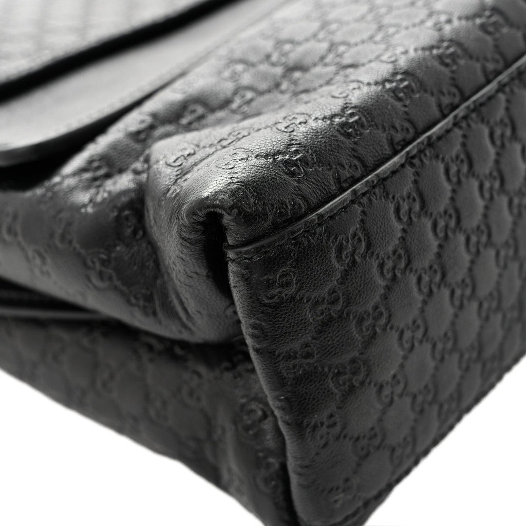 Micro GG Calfskin Large Chain Shoulder Bag Black