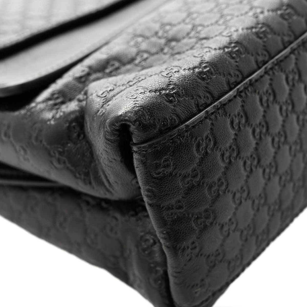 Micro GG Calfskin Large Chain Shoulder Bag Black